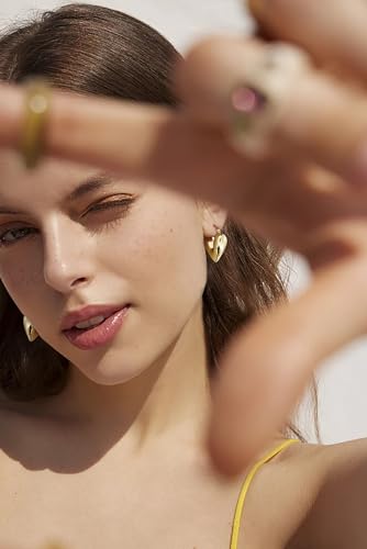 CLASSYZINT Chunky Gold Hoop Earrings For Women Small Gold Plated Chubby Huggie Earrings Lightweight Earrings Gift…3