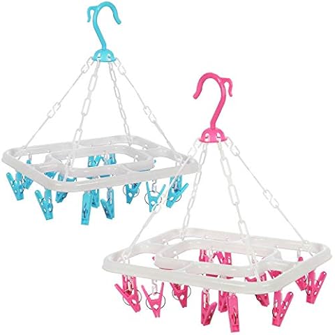 com-four® 2X Hängetrockner mit 18 Klammern Cover