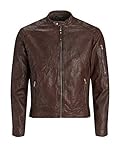  JACK & JONES Herren JPRRICHARD CLEAN Leather Jacket STS Jacke, Braun (Brown Stone), Medium
