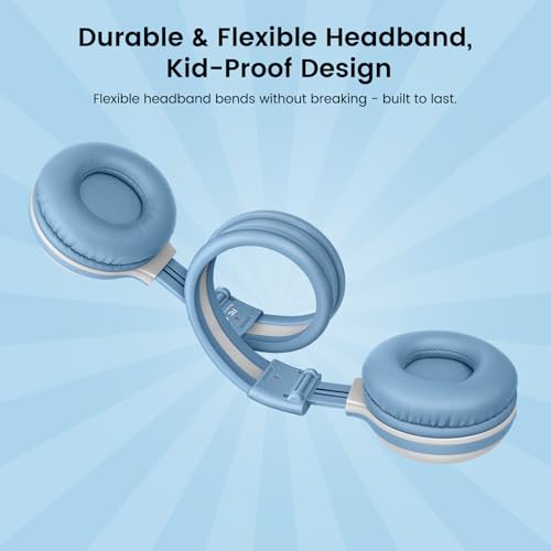 SIMOLIO Manyshare Casque sans Fil Enfant, Étui et Micro pour l’École, Bleu – vue 9