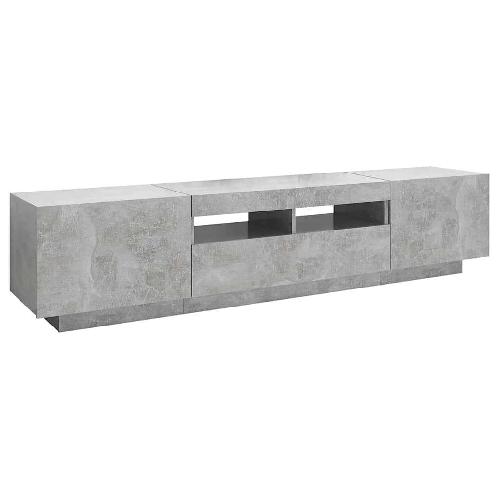 vidaXL Mobile Porta TV con Luci LED Grigio Cemento 180x35x40 cm