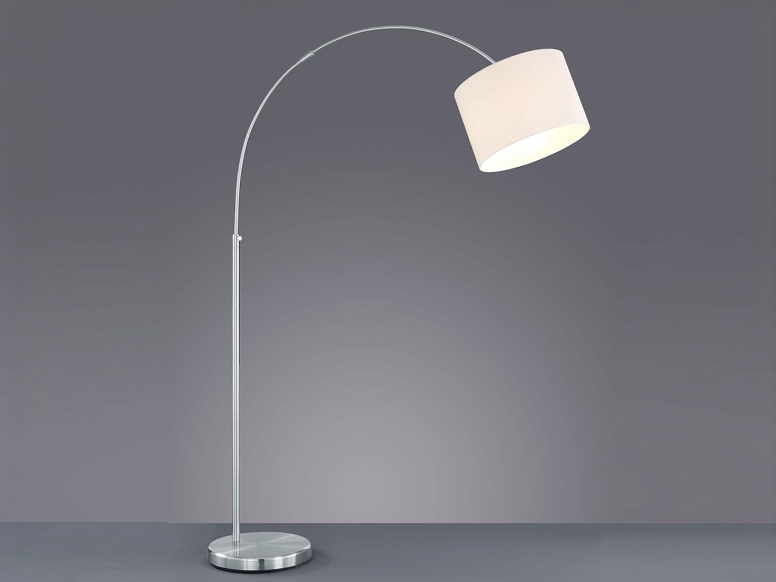 meineWunschleuchte Lampada ad arco regolabile in altezza con paralume in tessuto, colore bianco, altezza max. 215 cm
