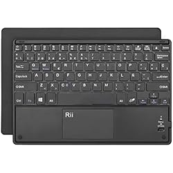 Rii BT11 Ultra-Delgado Teclado Bluetooth con una función de Multi-touchpad y batería Recargable,Color Negro - QWERTY Español