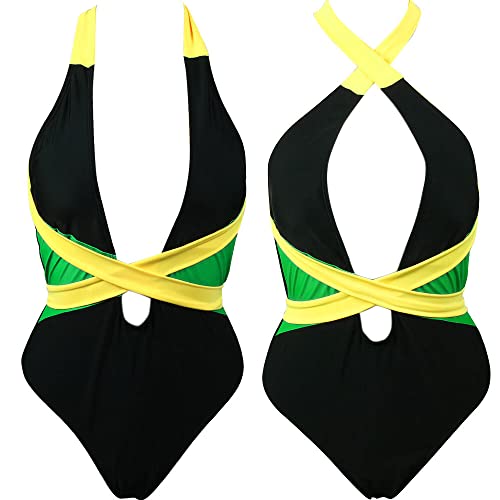 Women's One Piece Caribbean Flag Rasta Body Shaping Monokini Swimsuit Swimwear Bathing Suit4