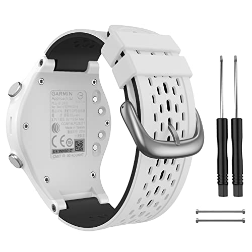CUZOW Two-in-One Color band for Garmin Approach S2-S4, Silicone Starp Replacement Watch Band for Garmin Approach S2-S4 Watch, White