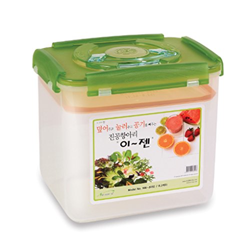 E-Jen Premium Kimchi, Sauerkraut Container Probiotic Fermentation with Inner Vacuum Lid (Earthenware Green, 2.1 gal/ 8.2L)
