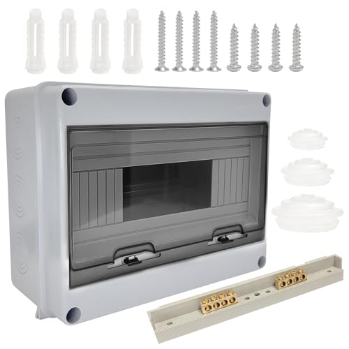 kelav - KELAV Boîte de distribution électrique IP65-12 modules avec rail DIN et bornier - Boîte à fusibles étanche pour extérieur, jardin, maison et bureau