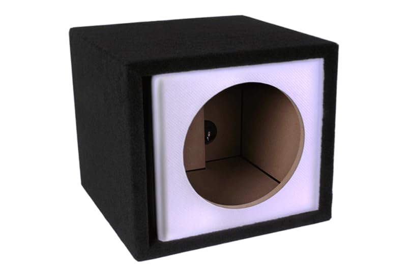 Atrend 12" Single Vented White with Liquid Ink Hyrdrographics - USA Made with Heavy Duty Construction Subwoofer Box | Tuned to 35Hz | Pro-Tuned Bass Performance Proudly U.S.A. Built