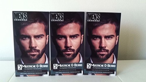 3 Pack Mens Select 5 Minute Mustache & Beard in Dark Brown