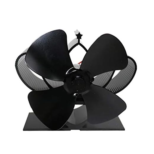 Öppen spis tillbehör Eldstad 4-blad termisk värme pelletspis fläkt ugn trä brännare ekologisk fläkt dekoration tillbehör öppen spis fan fläkt (Color : Black)