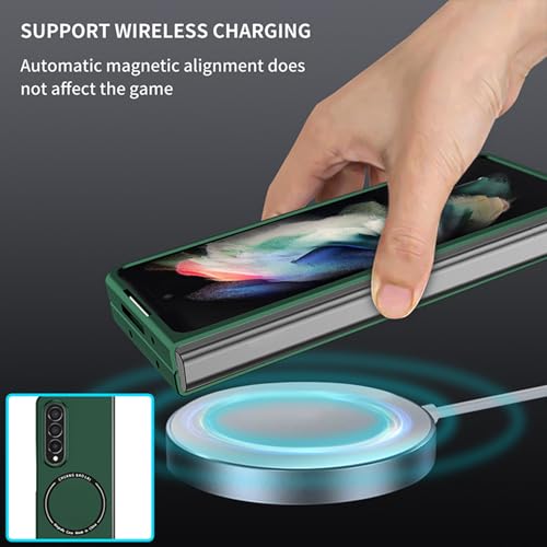 Coque Samsung Galaxy Z Fold 7 magnétique et antichoc en PC mat vert - 4
