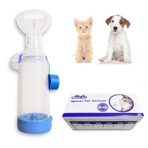 QMARK Inhaler Spacer with 2 Masks for Pets Cat and Small Dog Inhaler Spacer for MDI with Round Shape Silicone Mask Feline Aerosol Chamber with Breathing Indicator