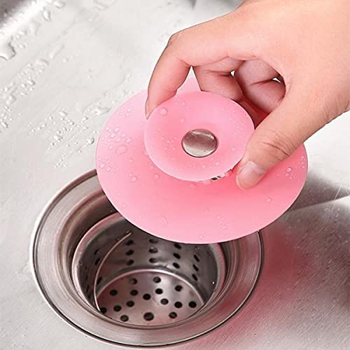 Chirayu Mart Creative 2-in-1 Home Bathroom Kitchen Silicone Sewer Sink Bathtub Wash-Basin Sealer Cover Drainer Water Stopper with Hair Catcher