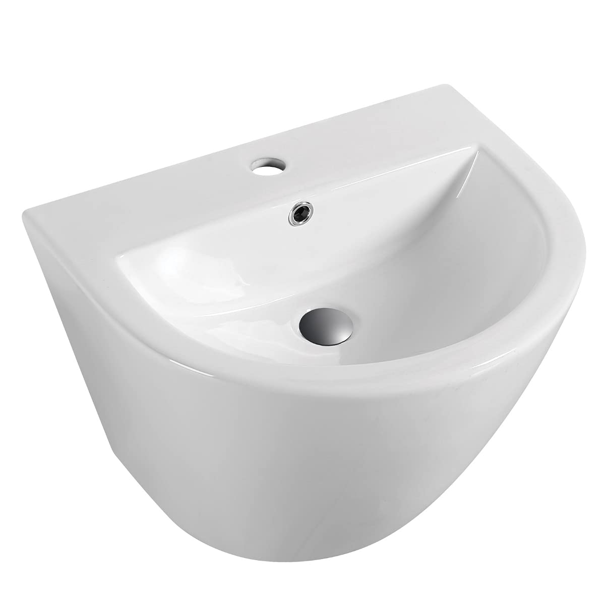 Lavabo Mural Cerámico Blanco Suspendido | Lavamanos de Baño Redondo