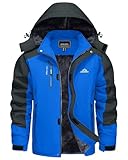 KEFITEVD Giacca Softshell da uomo Giacca Invernale Giacca Pioggia Giacca Bicicletta Outdoor Giacca Snowboard Traspirante Impermeabile Blu Reale XL