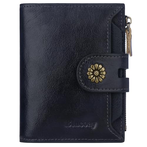 Image of Womens Wallet,RFID Blocking Leather Wallet Womens Bifold Card Holder Small Compact Wallet for Women with Removable ID Window(Royal Blue)