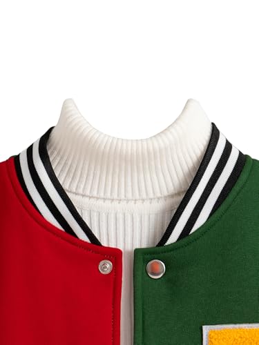 Boys Baseball Jacket Varsity Style Color-Blocking Letter Kids Button Cardigan Sweatshirt Fall Winter Outerwear3