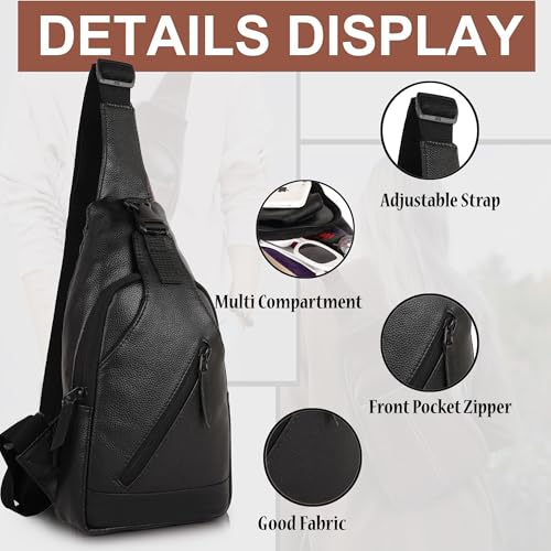 Image of Half Moon Phantom Crossbody Sling Bag for Men Slim Vegan Leather Chest Bag for Men Women for Upto 8-inch iPad Small Shoulder Side Bag Water-resistant Mobile Passport Bag Travel Office