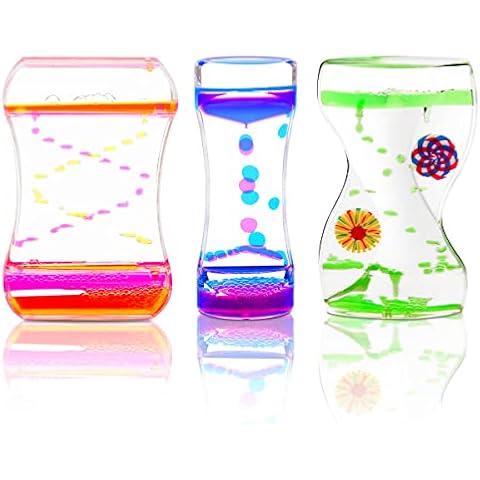 Coitak Liquid Motion Bubbler Timer for Sensory Play, Fidget Toy, Desk Top, 3 Pack, Assorted Colors (Style-1) Cover