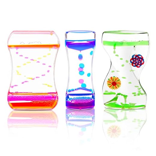 Coitak Liquid Motion Bubbler Timer for Sensory Play, Fidget Toy, Desk Top, 3 Pack, Assorted Colors (Style-1)