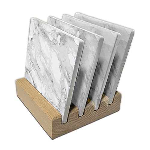 SJT Enterprises Wooden Coaster Holder & Display Stand - Beech Wood with Wax Oil Finish, Securely Holds & Stores Up to 4 Coasters, Coasters are NOT Included (1-Pack) (SJT00079)