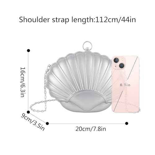 Image of Women Seashell Evening Bag Purse Mermaid Chain Strap Clutch Handbag Shoulder Bag | Seashell