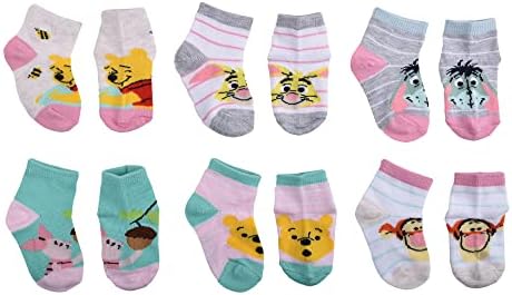 Winnie the Pooh Baby Girls' 6-pack Quarter Socks image 5