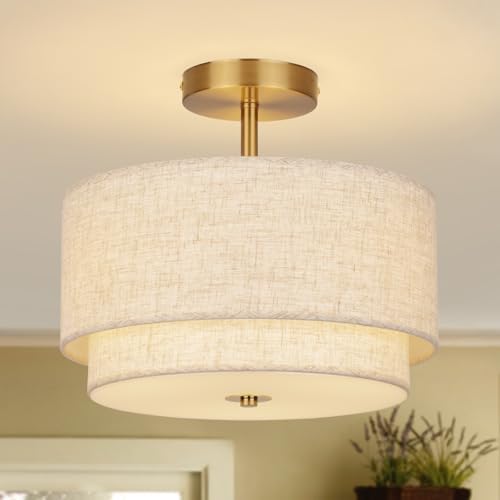 Semi Flush Mount Ceiling Light Fixture,12.6'' Gold Light Fixtures...