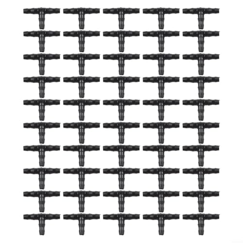 Eawfgtuw Set di 50 connettori spinati da 4 mm per sistema di irrigazione a bassa pressione, progettati per irrigazione a goccia a bassa pressione, set da 50 pezzi (4 mm a doppia ardiglione)
