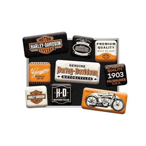 Nostalgic-Art Juego de Imanes Retro, 9 Unidades, Harley-Davidson...