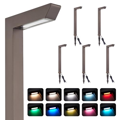 EZlumify Low Voltage Pathway Lights, 12V 5W LED RGB Color Changing Wired Landscape Path Lights...