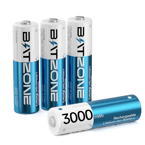 Zepath Rechargeable Lithium aa Batteries 4 Pack 1.5V 3000mWh High Capacity Lithium Batteries aa...