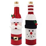 【Aspecto lindo】 Hay 2 patrones diferentes, a saber, estilo Papá Noel y muñeco de nieve, son lo suficientemente grandes para botellas de tamaño estándar y traerán un fuerte ambiente festivo para su familia, agradable para la decoración navideña.