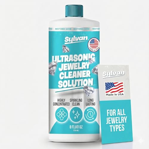 Ultrasonic Jewelry Cleaner Solution Concentrate + Free Polishing Cloth | 100+ Uses | 8 Oz | Made in The USA | Compatible with All Ultrasonic Cleaners | Cleaner Liquid | Rings, Necklaces & Eye Wear