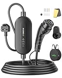 【10A EV Charger 3 Pin Plug】 The EV charger cable type 2 to 3 pin plug with 2.3kW power and fixed 10A current, average of 7-10 miles per charging hour, ideal for home backup charging and portable charging on the go. Intelligent full power self-stop, e...