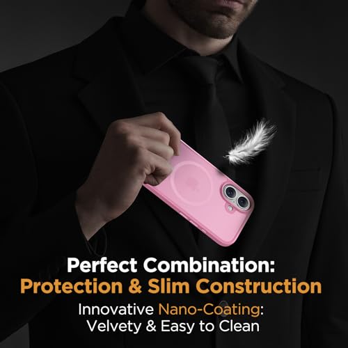 Image of Miracase Magnetic Series for iPhone 16 Case [Compatible with MagSafe] Military-Grade Protection, Anti-Fingerprint, Slim Phone Case for iPhone 16 6.1 inch - Messy Pink