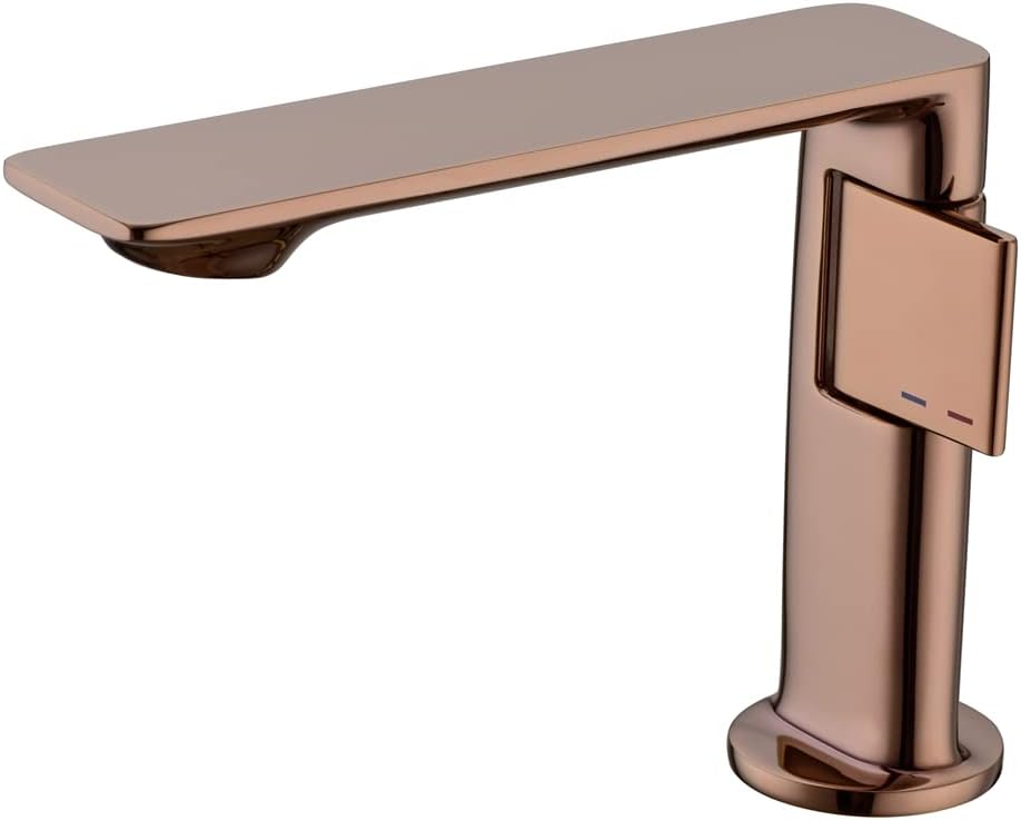 Weirun Bathroom Brass Extra Long Spout Copper Single Handle One Hole Basin Sink Mixer Faucet Lavatory Vanity Tap Rose Gold