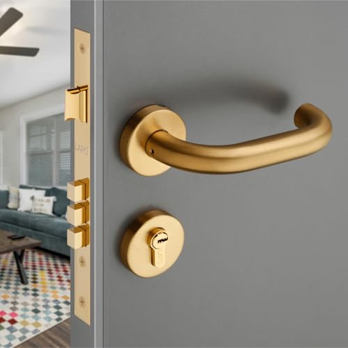 Image of LAPO Main Entry Mortise Lock Set | 50x85mm Lock Body | 70mm Cylinder | Fits 30-50mm Door Thickness | 3 Brass Keys | Gold Finish | Reversible Door Fit | Quick Install | 3 Years Warranty | CMH-6T
