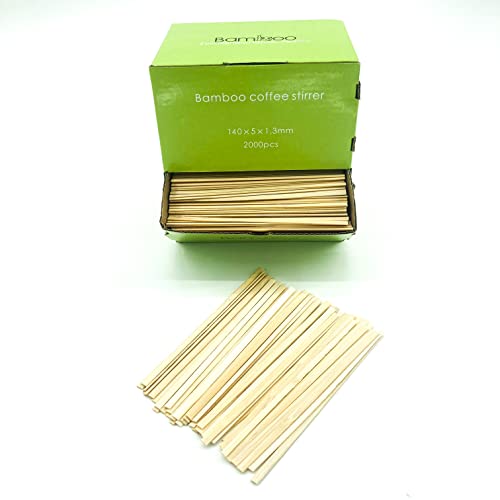 Enpack - 2000 Stück Rührstäbchen aus Bambus 140mm - umweltfreundlicher Kaffeerührer - Nachhaltige Stäbchen - Umrührstäbchen - Einweg Kaffeelöffel für Coffee To Go Cover