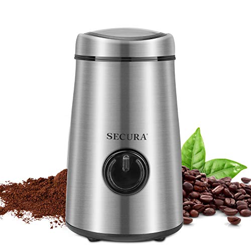 Secura Electric Spice Grinder and Coffee Grinder with Stainless Steel Blades, 2.12 Ounce, for Grinding Coffee, Spice, Nuts, Herbs, Pepper
