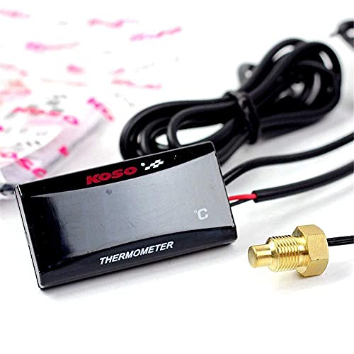 Thermomètre Moto Instruments Température de l'eau Affichage numérique Jauge Plus Lecteur Adaptateur capteur (Red+18mm Sensor Adapter) (s, BLUE) - Image 7
