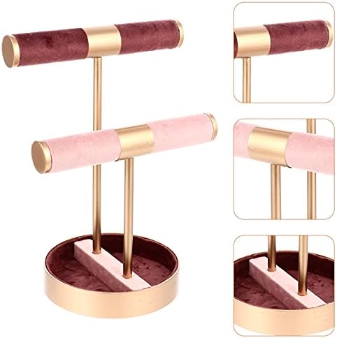 Hemobllo Bracelet Display Stand 2 Tier Jewelry Display T- Bar Bracelet Necklace Holder Jewelry Watch Bangle Showcase Display Organizer