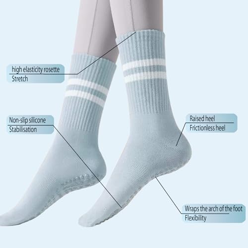 Image of 5 Pairs Non Slip Yoga Socks Womens Pilates Barre Socks Dance Workout Socks for Women, Hospital Sticky Slipper Socks Home floor socks