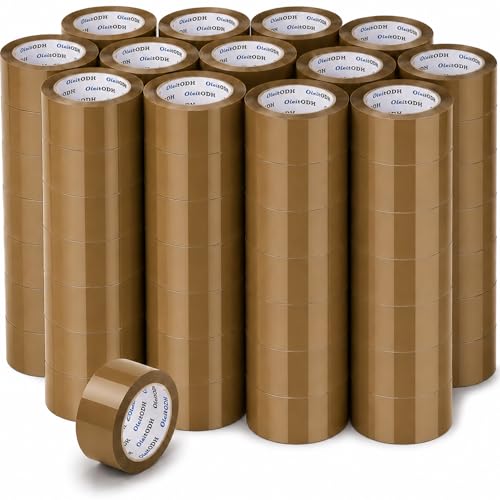 Image of Oleitodh 36 Rolls Brown Packing Tape with Dispenser, 1.88 inch x 60 yd Heavy Duty Shipping Tape Bulk, 2.6 Mil Tan Carton Sealing Tape Refills for Moving Boxes, Mailing, Warehouse Packaging