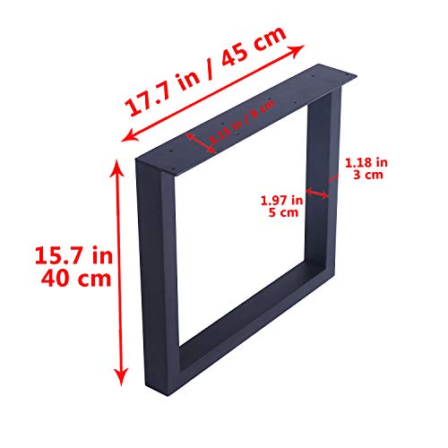 Image of MBQQ Furniture Legs 15.7 inchHeight 17.7 inchWide Rustic Decory Square Tube Table Legs,Heavy Duty Metal Desk Legs,Dining Table Legs,Industrial Modern, DIY Iron Bench Legs