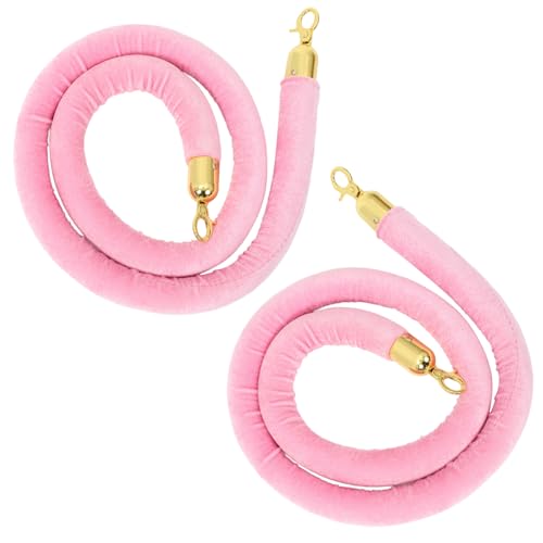 Uonlytech 2pcs Velvet Stanchion Rope Stanchion Rope with Gold Clasps Crowd Control Rope Queue Safety Barriers Stanchion Post Rope for Party Event and Red Carpet