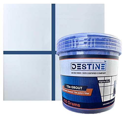 Image of DESTINE READY-TO-MIX inchTILE GROUT inch (16 COLOURS) (ALL PACKS: 100 Gm,250 Gm,400 Gm,800 Gm,1 Kg), Waterproof, Cement Based Tile Joint Filler, Crack Filler, Tiles Gap Filler (400 Gm, Alpine Blue)