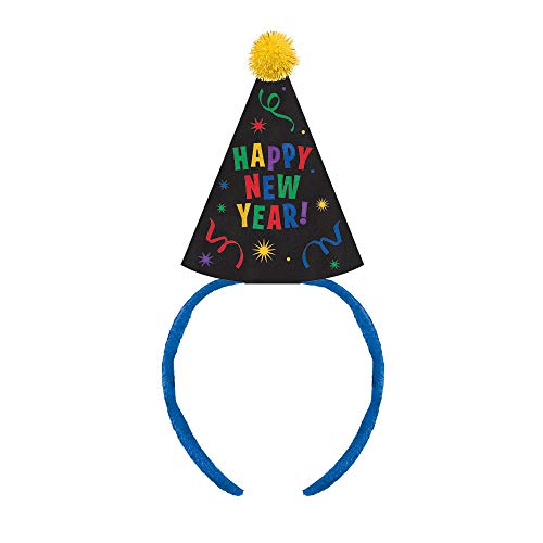 Amscan Sparkling New Year Hat Headband Party Accessory Party Favor, Multicolor, 10 1/2" x 4 1/4"