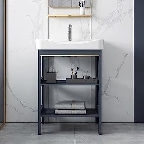 Corner Sink Set Bathroom Ceramic Washbasin, Ceramic Bathroom Sink ,White Porcelain Ceramic Vessel Sink with Drainer Unit and Water Pipe Faucet and Storage Shelves for Bathroom Laundry. ( Color : A , S