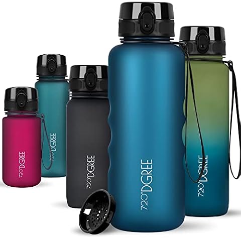 720°DGREE Butelka do picia 1,5 litra "uberBottle" softTouch +Sitko - Bez BPA - Duża butelka na wodę do siłowni, fitnessu, treningu, sportu, na zewnątrz - Butelka sportowa z Tritan - Lekka, odporna